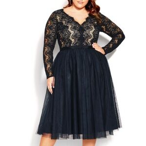 NWT City Chic Rare Beauty Navy Lace Midi Dress